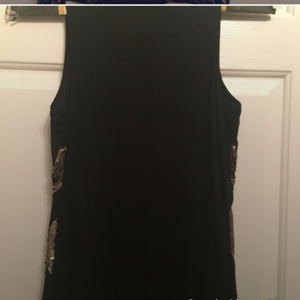 Express Gold Black Sequin Tank Top - image 2